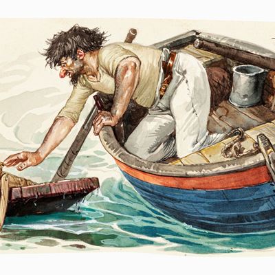 Berlicche – Matita, acquerello e tempera su cartoncino sagomato