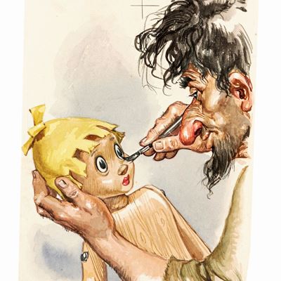 Berlicche - Illustrazione originale, matita, acquerello e tempera su cartoncino sagomato