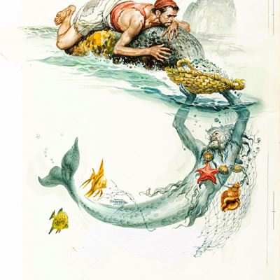 Abdallah di terra e Abdallah di mare, tempera su cartone sagomato