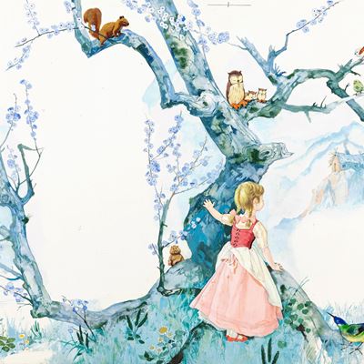 Illustrazione per 'I sette corvi', tempera su cartone