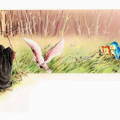 Raperonzolo - Illustrazione originale, tempera su cartone sagomato