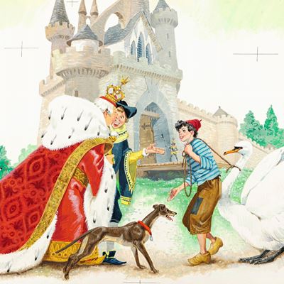 Cigno, appiccica!, tempera su cartone