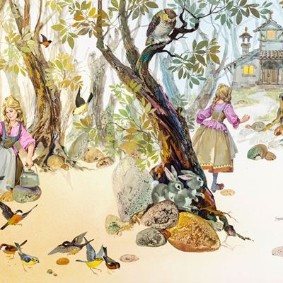 La casa nella foresta, tempera su cartone