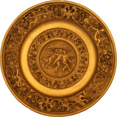 Piatto da Parata in Bronzo Dorato, Secolo XIX