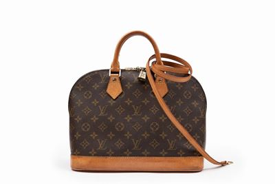 Borsa Alma, tela monogram con profili in pelle e dettagli in metallo dorato