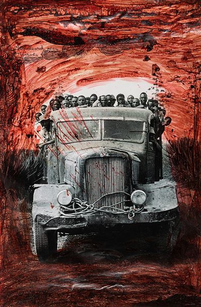 Nairobi, box 4191, stampa ai sali d'argento con interventi a sangue e tempera