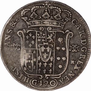 Regno di Napoli, CARLO III DI BORBONE, 1734-1759 - Piastra da 120 Grana