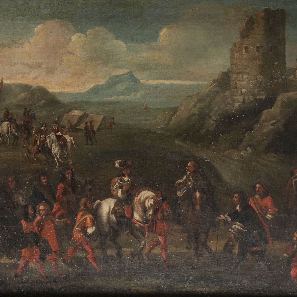 Scuola Italiana, Secolo XVII - Scena Raffigurante Corteo di Cavalieri