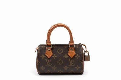 Borsa Nano Speedy, tela monogram con doppi manici in pelle
