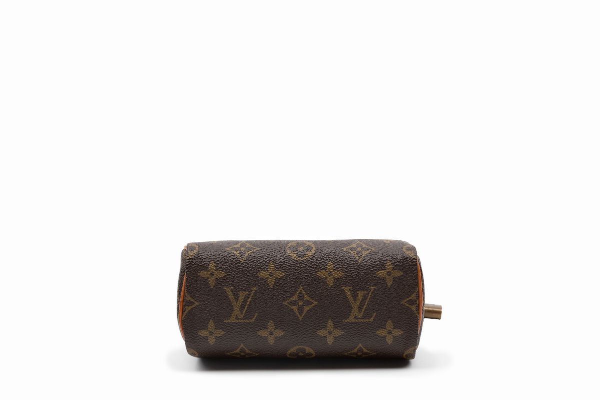 Louis Vuitton - Borsa Nano Speedy, tela monogram con doppi manici in pelle