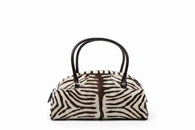 Borsa in cavallino zebrato con doppi manici in pelle