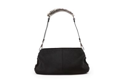 Borsa Mombasa in camoscio nero con doppio scomparto e tracolla staccabile