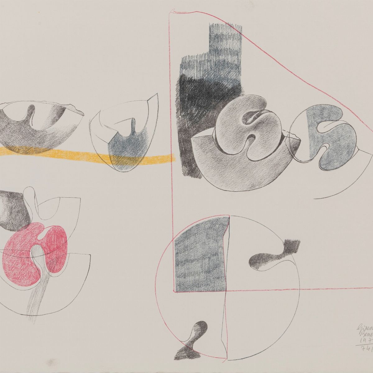 Giacomo Benevelli - Tre Litografie e Tre Carboncini