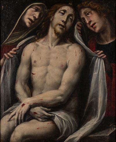 Autore non identificato, Compianto su Cristo morto, olio su tela