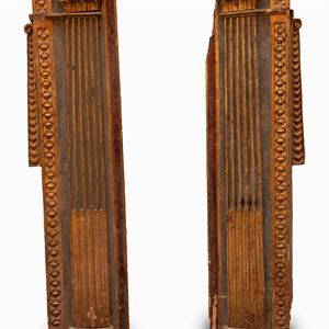  - Lot consisting of two fluted green and gold lacquered pilasters, 18th century
