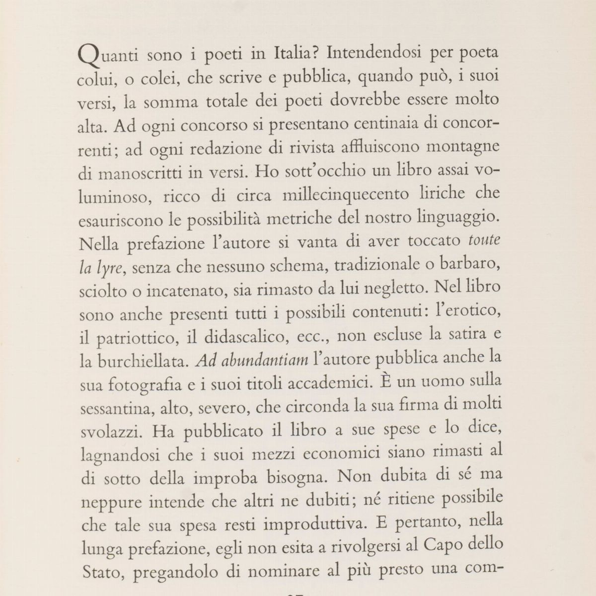Montale, Eugenio - Montale, La poesia non esiste
