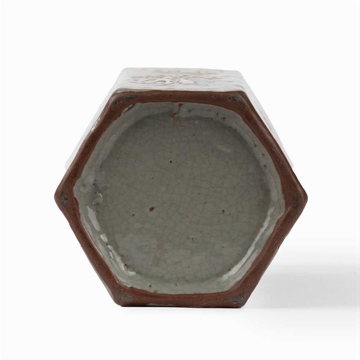 Vaso a Forma Esagonale in Ceramica, Giappone, Periodo Meiji