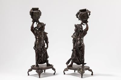 Portacandele in bronzo, Giappone, periodo Meiji (1868-1912)