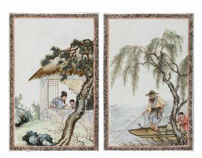 Coppia di placche in porcellana, Cina, Repubblica di Cina (1912-1949)