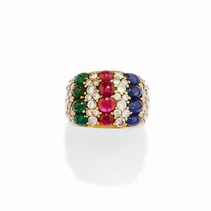Sapphire, ruby and emerald ring