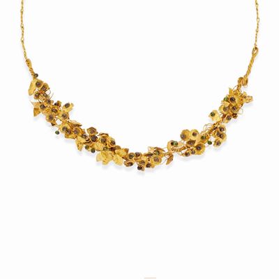 Collana in oro giallo con pietre colorate