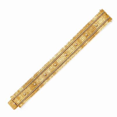Bracciale in oro bicolore 18k con diamanti taglio brillante