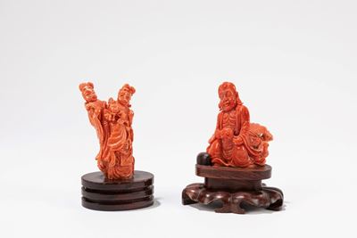 Scultura cinese, Due figure in corallo rosso