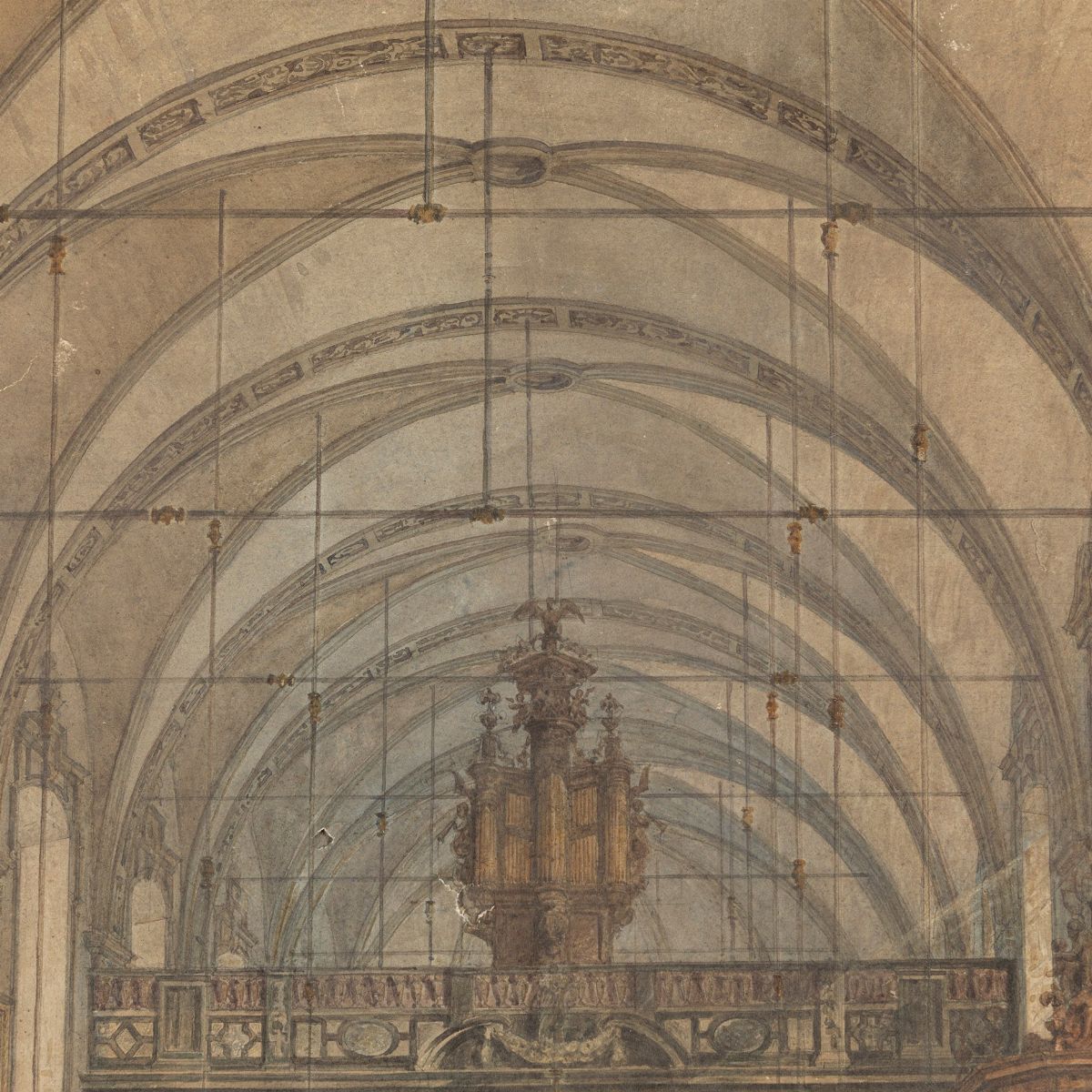 Maestro Europeo del XIX Secolo - Interno della Chiesa di Sant'anna a Bruges