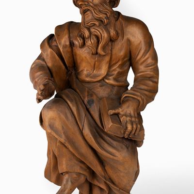Scultura in Legno di Cirmolo Raffigurante Filosofo, Secolo XVIII
