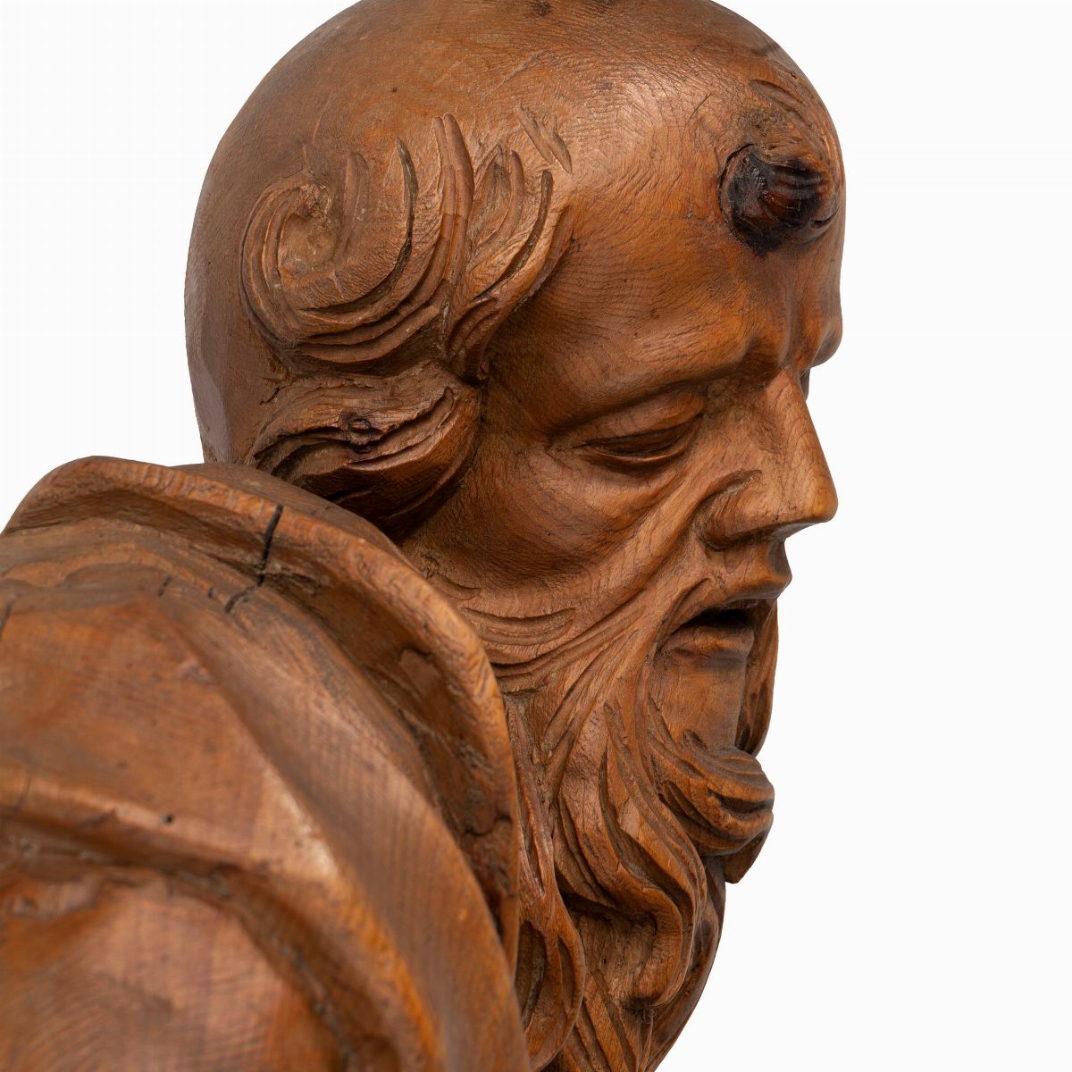 Scultura in Legno di Cirmolo Raffigurante Filosofo, Secolo XVIII