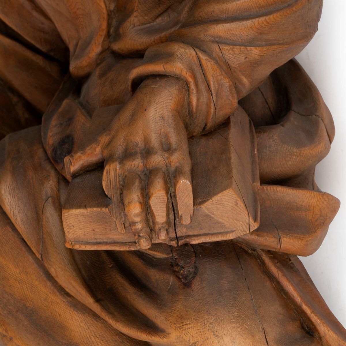 Scultura in Legno di Cirmolo Raffigurante Filosofo, Secolo XVIII