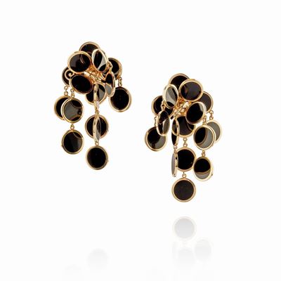 Orecchini in oro giallo 18k con dischi in onice