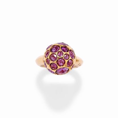 Anello con ametiste, oro giallo 18k