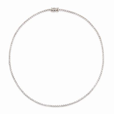 Collana tennis in oro bianco 18k con diamanti taglio brillante