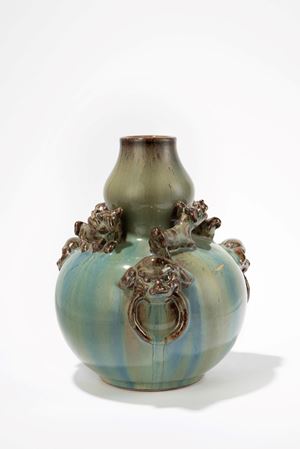  - Double gourd glazed ceramic vase, China, 19th century