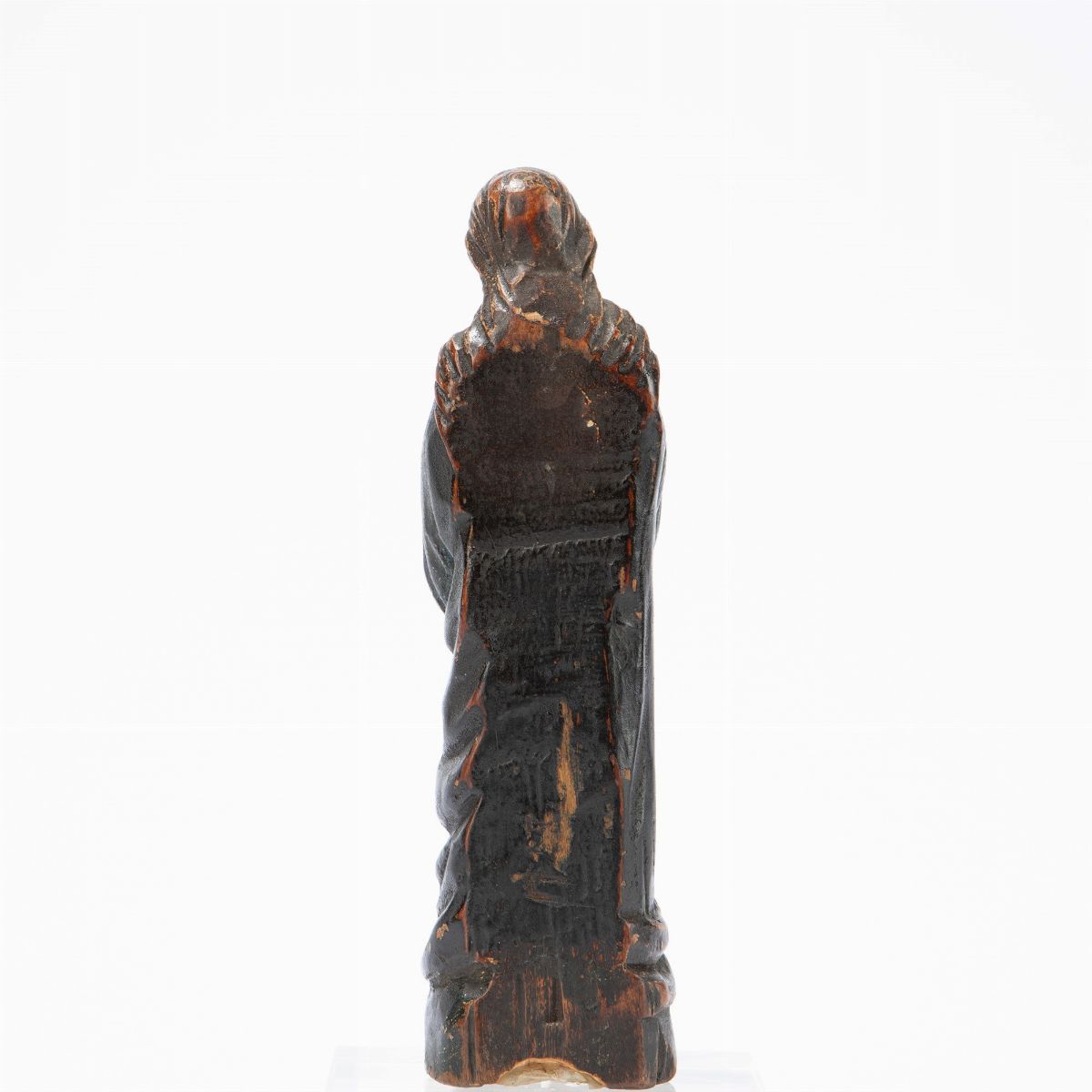 Antica Scultura in Legno Policromo Raffigurante Madonna di Manifattura Portoghese