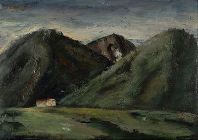Montagne, olio su cartone