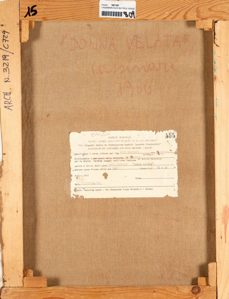Bruno Cassinari - Donna velata, olio su tela, 1966