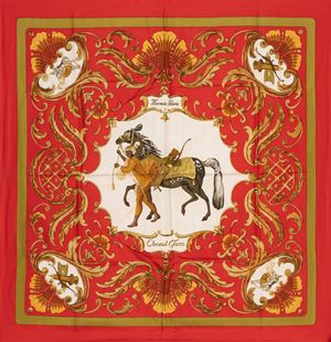 Cheval Turc silk twill scarf