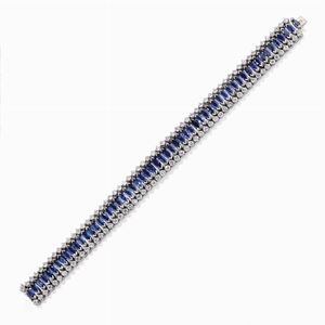 A 18K white gold, diamond and sapphire bracelet