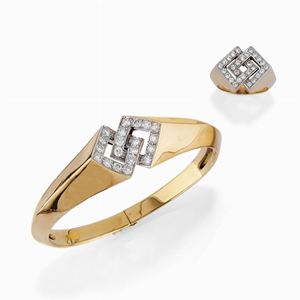 A 18K gold and diamond parure, Petochi (defects)