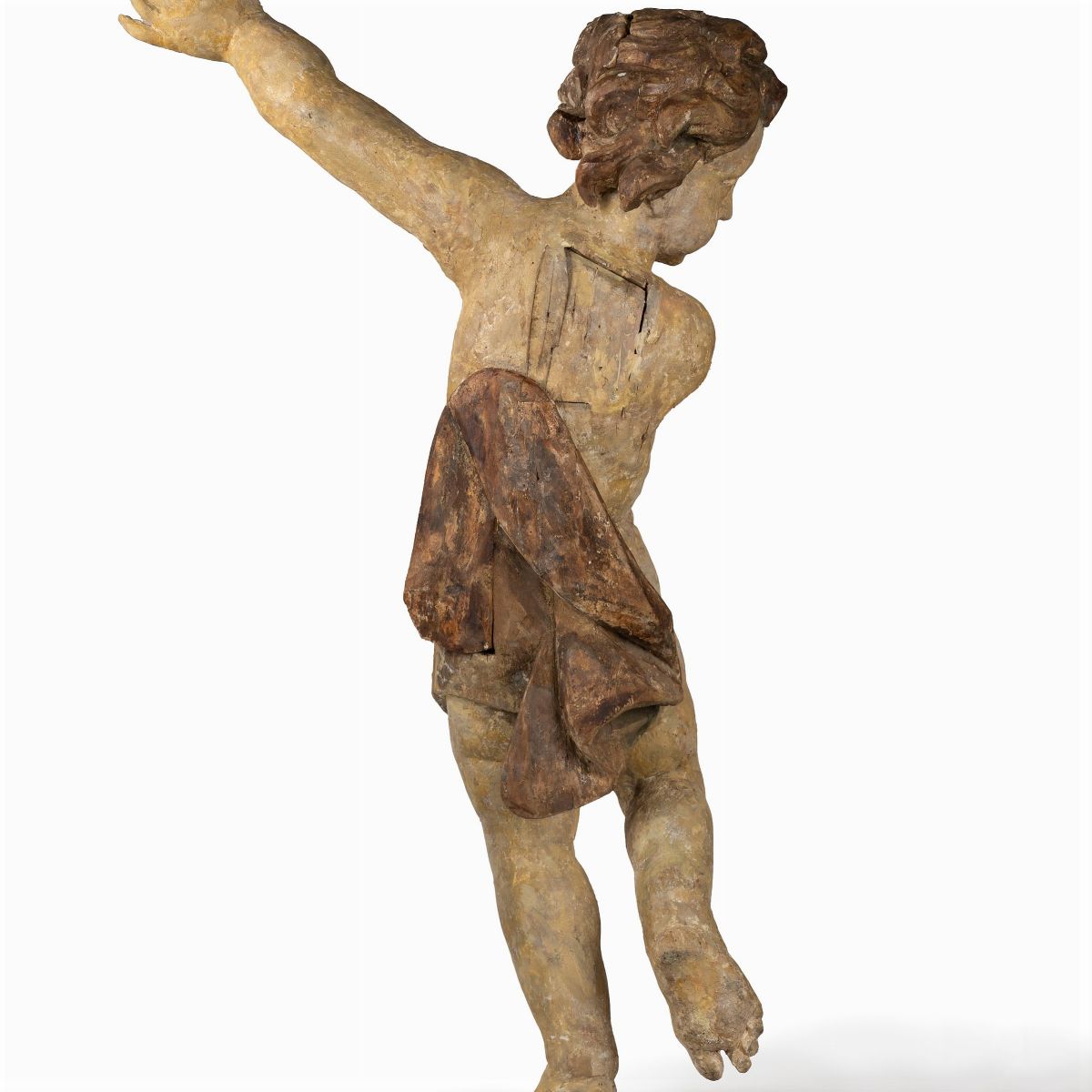 Coppia di Grandi Putti in Legno Laccato, Secolo XVII