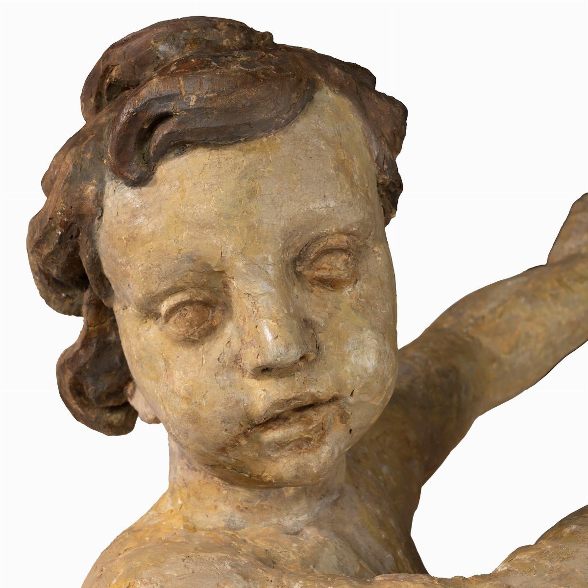 Coppia di Grandi Putti in Legno Laccato, Secolo XVII