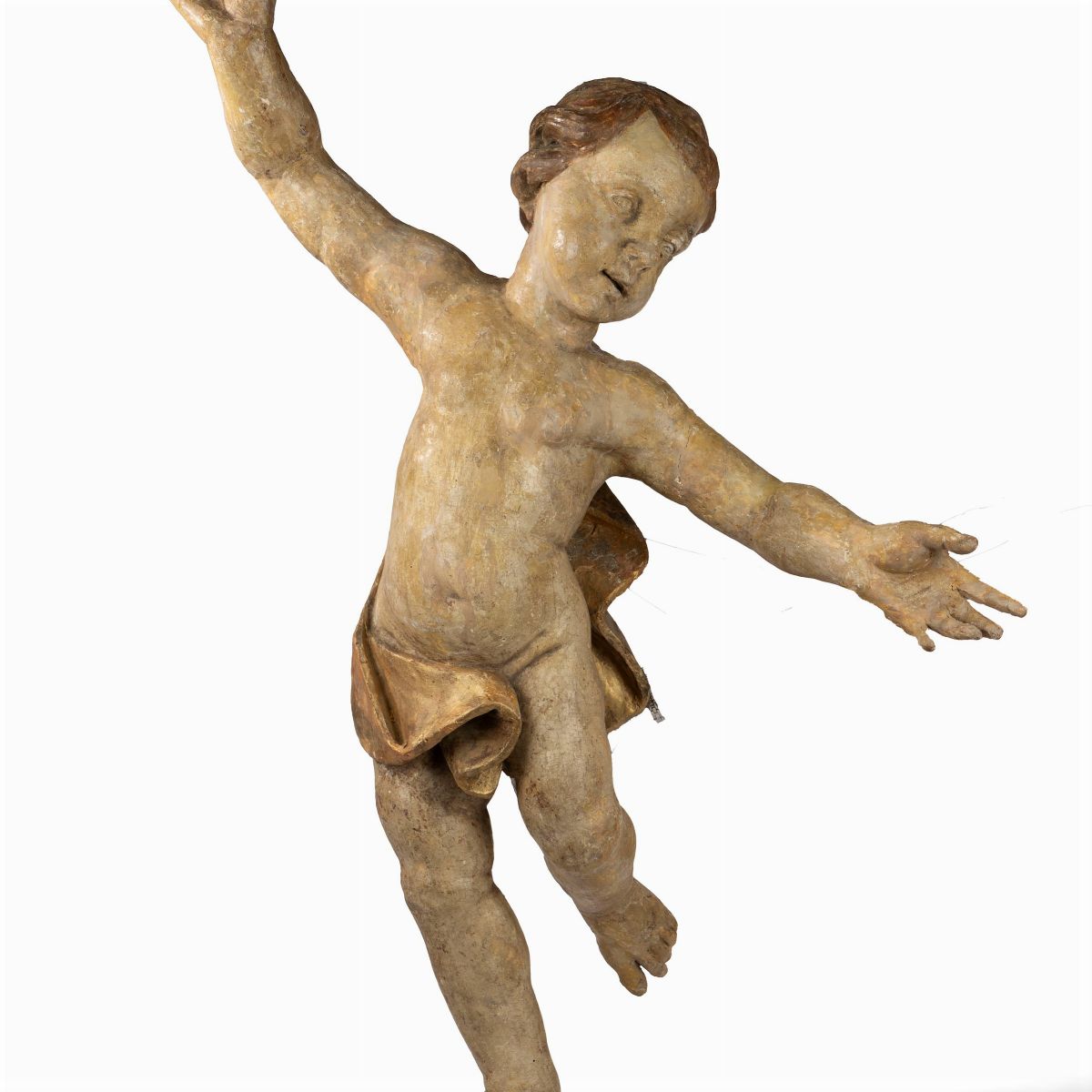 Coppia di Grandi Putti in Legno Laccato, Secolo XVII
