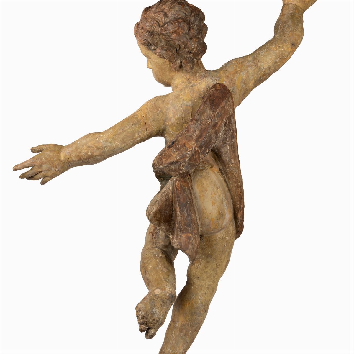 Coppia di Grandi Putti in Legno Laccato, Secolo XVII