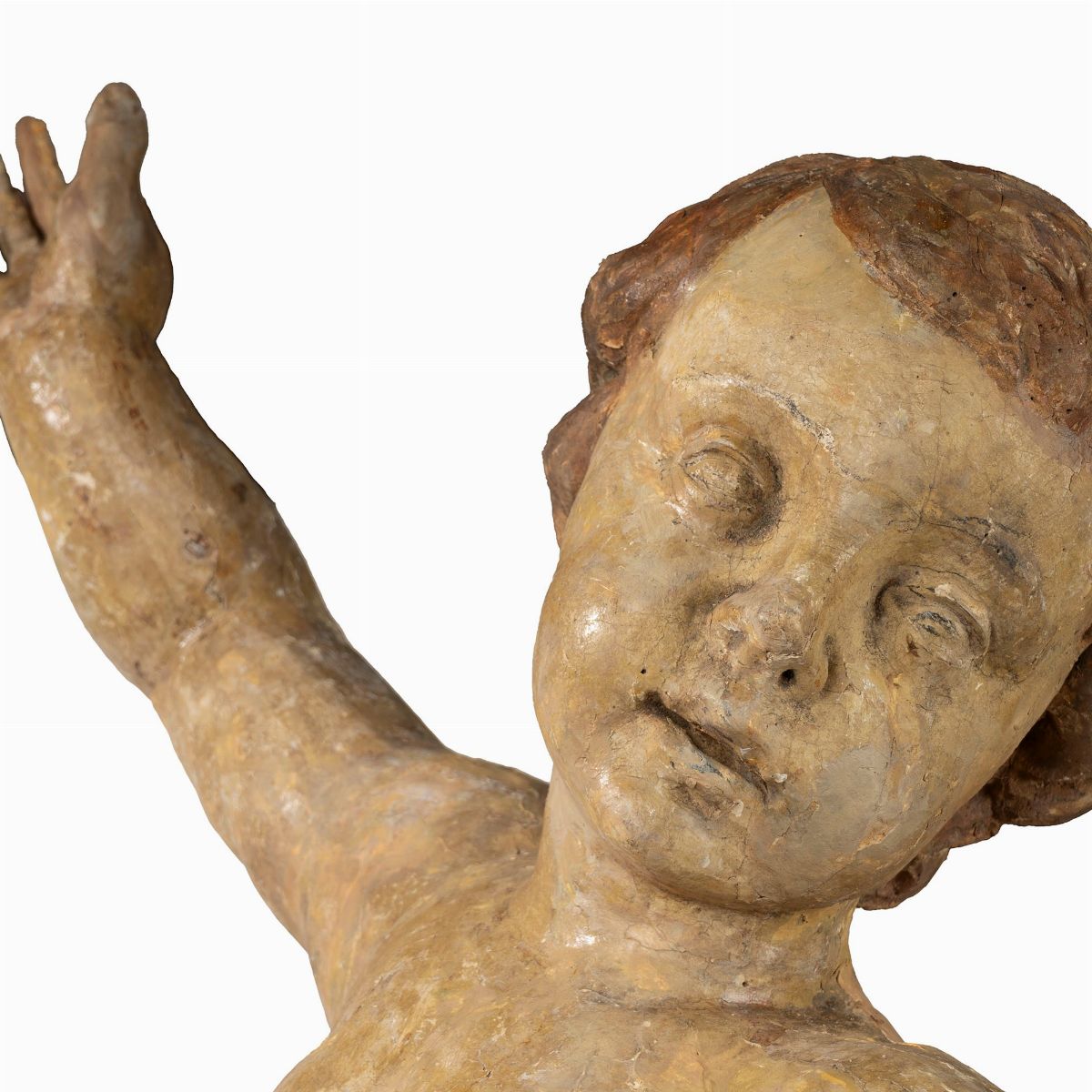 Coppia di Grandi Putti in Legno Laccato, Secolo XVII