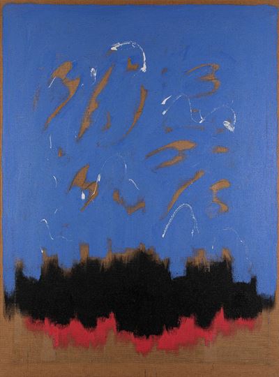 Senza titolo (terra colorata su tela di juta, 1982)