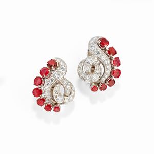  - Orecchini con rubini e diamanti