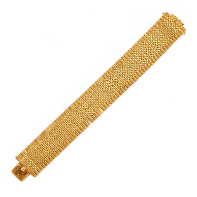 Bracciale in oro giallo 18k con lavorazione a tessuto