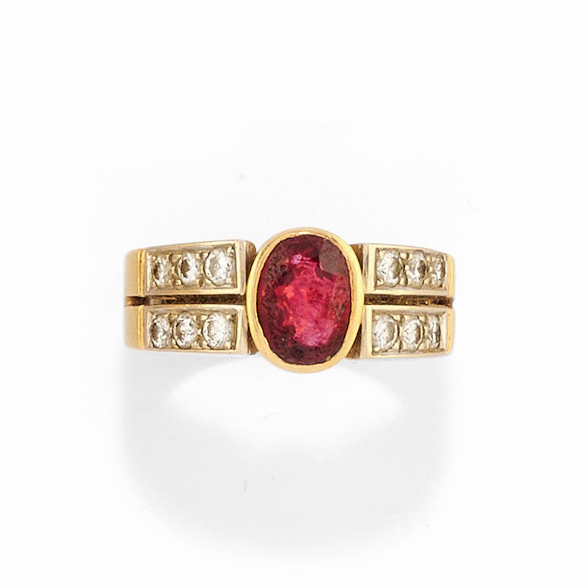Anelli in oro giallo 18k, vari formati e decorazioni con turchese, rubini, zaffiri e diamanti